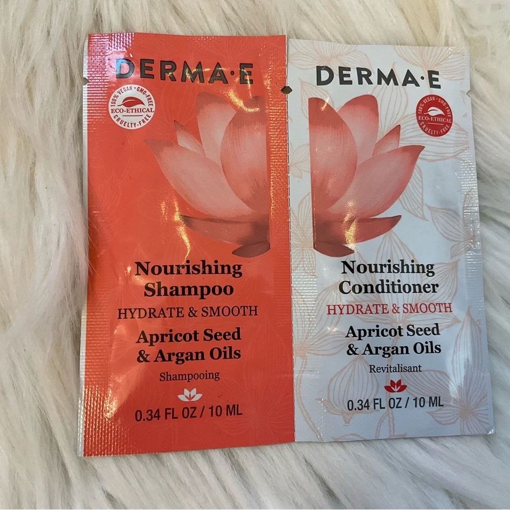 Derma E Nourishing Shampoo & Conditioner Bundle - 8 Sample Sets - New